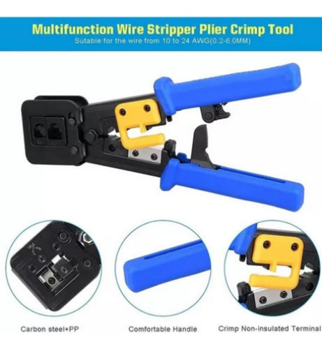 Crimpeadora Ez Rj45 +50 Conector Cat6 Prensa Anticorte
