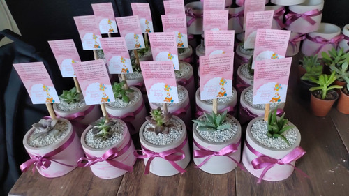 Macetas Yeso Cactus Suculenta Vela Recuerdos 50pzas Rosa Marmol