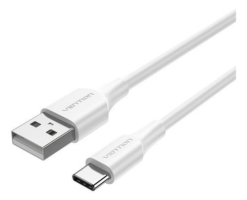 Cable USB Vention - USB a USB C - Carga rapida 3A - 3 Metros - 480 Mbps - Color Blanco - PVC - Cargador y datos - Para PC / Notebook / Macbook / Celular / Tablet / Auriculares - CTHWI