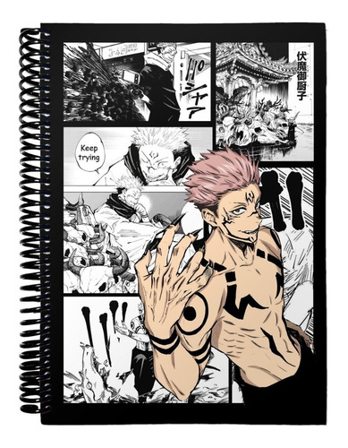 Cuaderno Sukuna Jujutsu Tapa Dura  Rayado A5 Anime