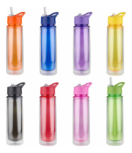 20 Pzs Botellas De Agua Con Asa Popote Y Cierre Rosca 610ml.