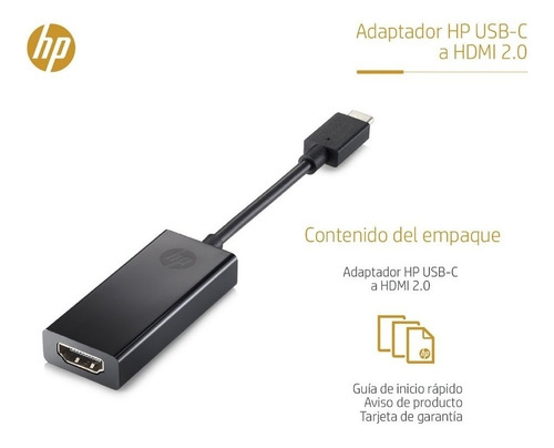 Imagen 5 de 6 de Adaptador Usb C Hp Pavilion Usb C - Hdmi 2pc54aa 0.1 Mts Neg