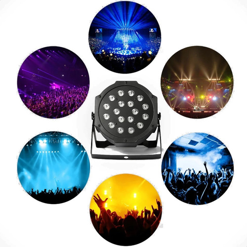 Imagen 9 de 10 de Proton Tacho Luces Iluminación Fiesta 18 Led Rgb Dmx Dj
