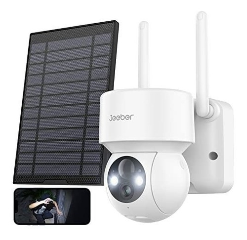 Camara Ptz Solar Wifi Inalambrica Exterior Con Foco Y Sirena