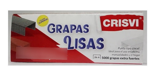 Grapas Lisas 26/6 5000 Unidades Marca Crisvi