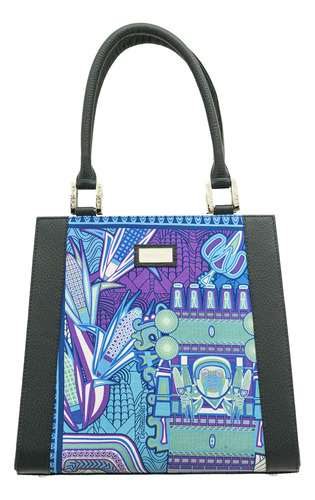 Bolsa Yaab Pineda Covaln Diseño Diosas Mexica Color Azul