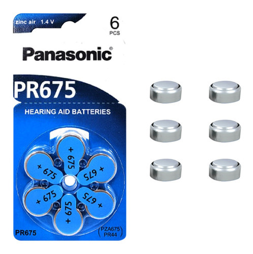 06 Pilhas Baterias 675 Auditiva Panasonic - 1 Cartelas