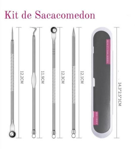 Imagen 3 de 6 de Kit 4 Pcs Herramienta Saca Comedon Espinilla Limpieza Facial
