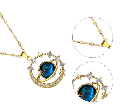 Collar De Mujer Golden Planet Collar De Circonitas