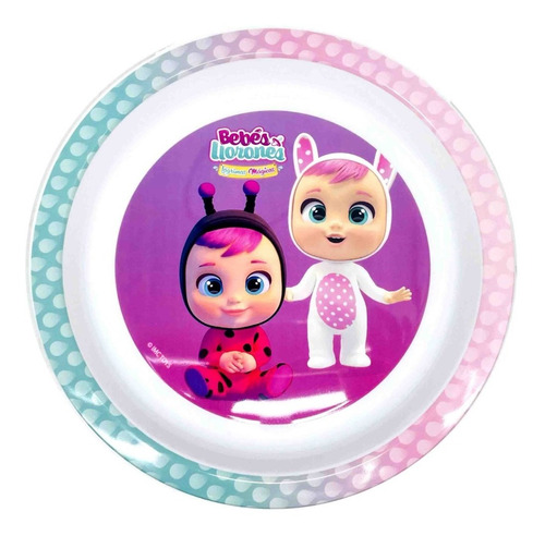 Plato Plano Niñas Bebe Llorones Baby Cry Melamina Bpa Free