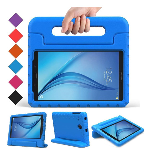 Funda Para Samsung Tab A7 De Maleta Goma Azul Antishock