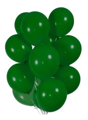 Set 50 Globos Látex Liso R9 Color Verde Selva Oscuro