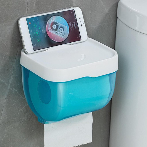 Caja De Pañuelos Autoadhesiva Para El Baño, Soporte Azul S
