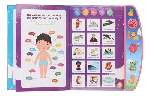 Libro De Sonido Educativo Rosa De Juguete Para Niños, Inglés
