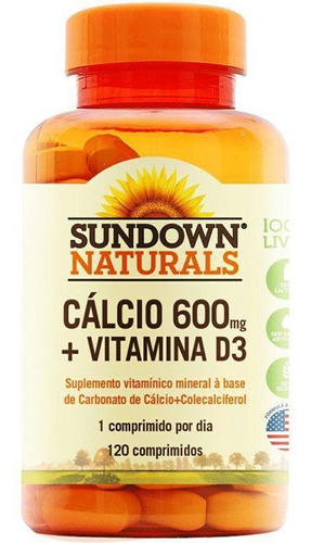 Cálcio 600mg + Vitamina D3 Sundown Naturals - 120 Cápsulas