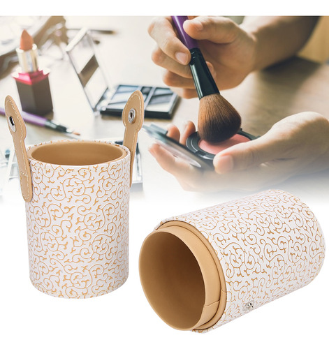 Tubo Portátil Para Brochas De Maquillaje De Piel Sintética C