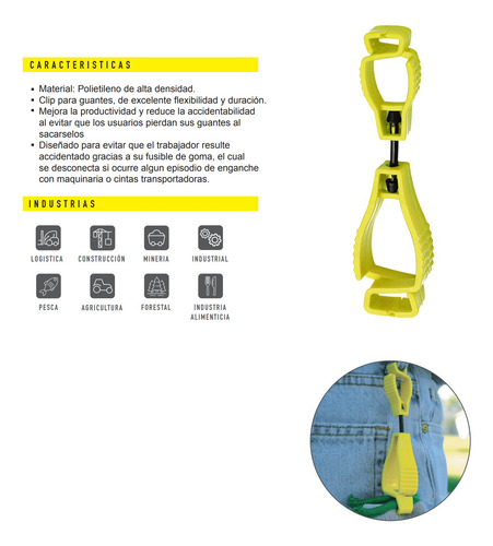 Clip Para Guantes Pgc Alta Visibilidad Resistente 6 Piezas