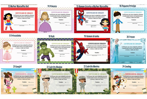 Certificado De Coragem Personalizado Pequeno - 100 Unidades