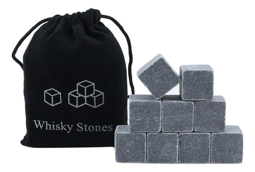 9 Piedras Para Whisky Reutilizables Con Bolsa De