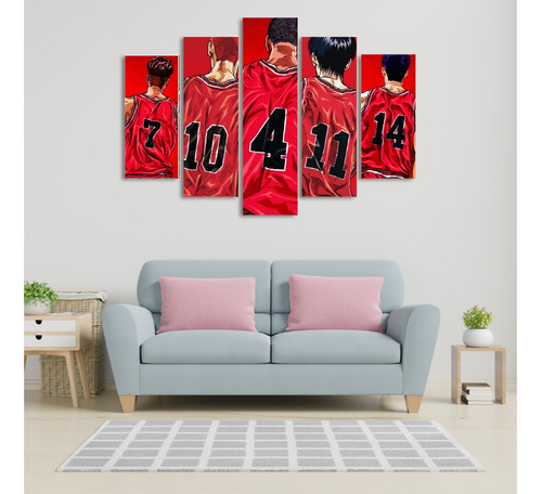 Cuadro 5 Piezas 110x80 Cm Slam Dunk / Anime Nelestore