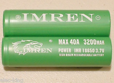 4x Imren Imr 18650 3200mah / 40amp 3.7v (verde) Batería Reca