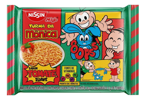 Macarrão Instantâneo Lámen Tomate Suave Turma da Mônica Nissin Miojo Pacote 85g