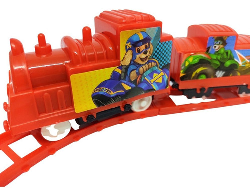 Trem Trenzinho Locomotiva Pilha Anda Trilhos 9 Peça Doguinho Cor Vermelho Personagem Doguinhos