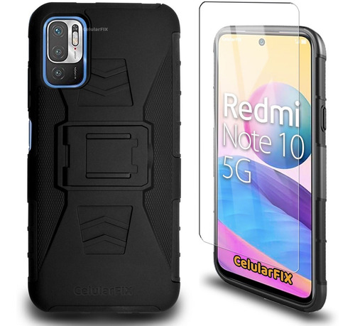 Funda Protector P/ Redmi Note 10 5g, Uso Rudo Con Clip Mica