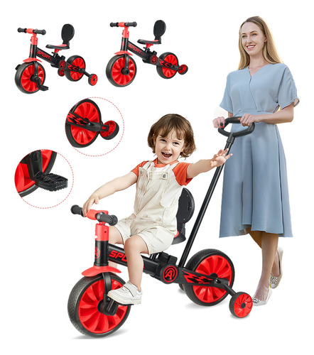 Triciclo Bicicleta De Equilibrio Con Pedales Para Niño 5 En1