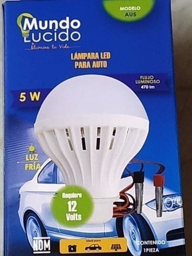 Foco Led A 12v 5w Con Caimanes Para Conectar A Bateria Au5 Luz Luz Fria (blanca)