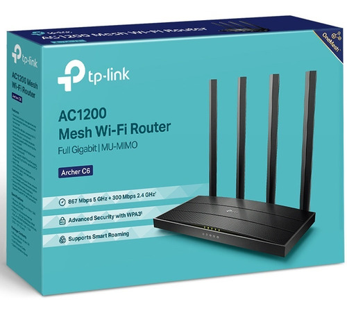 Imagen 1 de 8 de Router Mesh Tp-link Gigabit Wi-fi Dual Band Ac1200 Archer C6