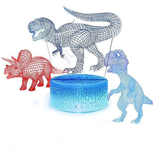 Dinosaurio 3d Led Illusion Lámpara De Mesa   Holograma...