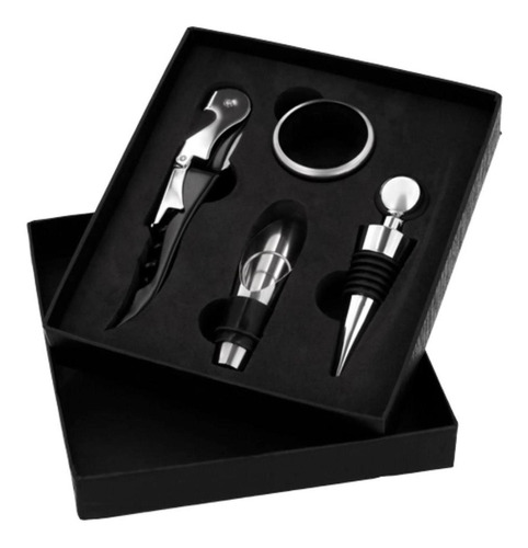 Set Utensilios Vino Destapador Arillo Tapon Corta Gotas