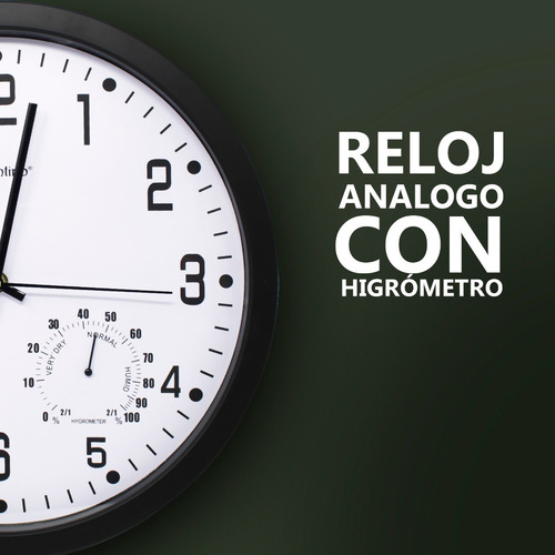 Imagen 3 de 7 de Reloj Pared Moderno Analogo Termometro E Higrómetro Trentino