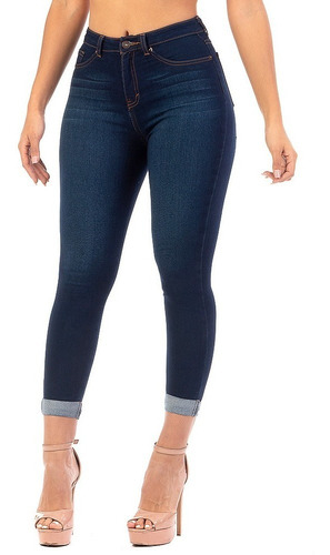 Imagen 2 de 6 de Pantalón Jeans Mezclilla Stretch Dama Dobladillo En Tobillos