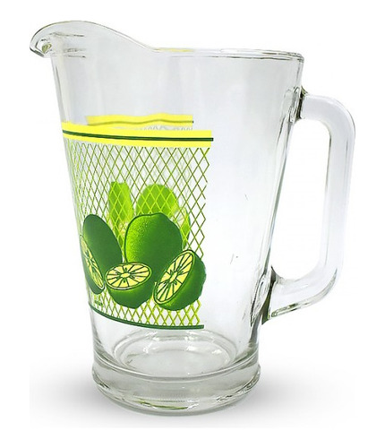 Jgo De Jarra Para Agua Con 6 Vasos Vidrio Crisa Limones