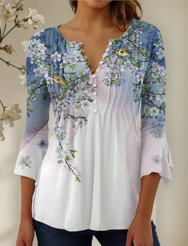 Pantalones Cortos Con Cuello En V Con Estampado De Flores De