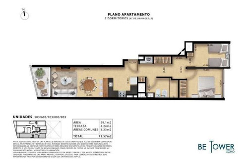 Venta Apartamento De 2 Dormitorios En Cordón. Be Tower Soho