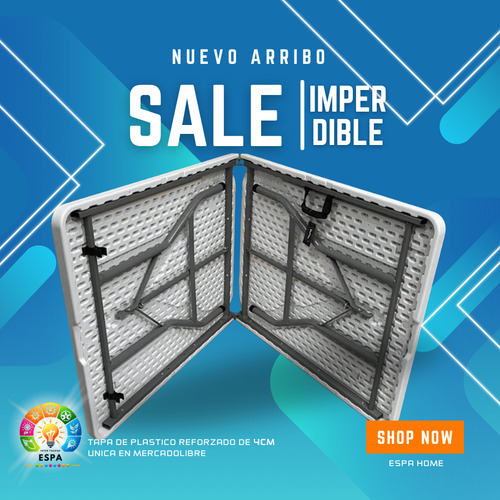 Mesa Para Jardin Plegable Camping 180*72*4cm Grosor Unica Blanco