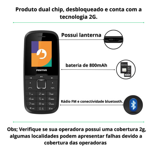 Celular De Teclado Para Idosos Positivo P26 Anatel Original