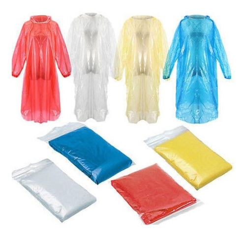 10 X Chubasquero Impermeable Desechable De Emergencia Para A