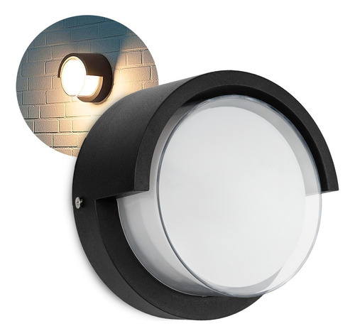 Aplique Exterior Led Circular 12w Moderno Con Marco 17cm Estructura Luz Cálida