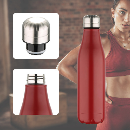 Garrafa Térmica Para Água De Aço Inox Vermelha Com 500ml Veermelha