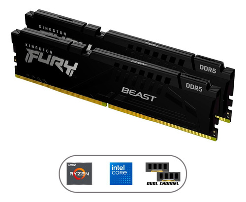 Memoria Kingston Fury Beast Ddr5 16 Gb 5600 Mhz Para Pc