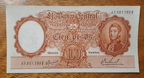 Bottero N 2083 Billete 100 Pesos Moneda Nacional.  Exc+++