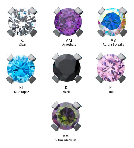Titanium Rosca Interna Hipoalergenico Pedras