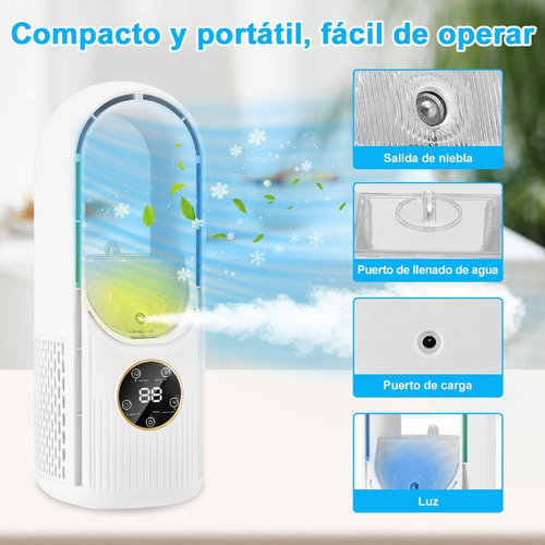 Ventilador Portátil Sin Aspas, Mini Ventilador Tres En Uno