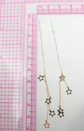 Aretes Ligeros Con Estrellas De Oro De 18k
