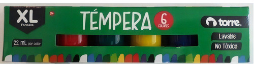 Tempera Torre Xl 6 Colores Lavable (22 Ml Por Color