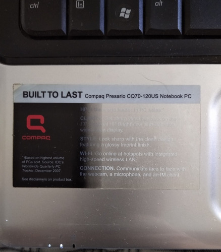 En Venta Para Reparar O Repuesto Laptop Compaq Cq70 17 (Usado)